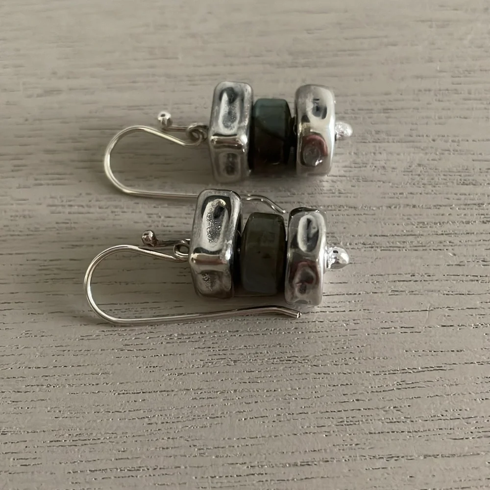 HTF Vintage Silpada Sterling Silver & Labradorite French Wire Earrings W0724